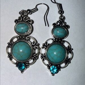 Elegant Silver and Turquoise Earrings